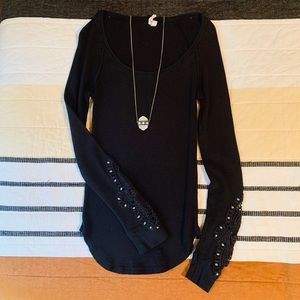 We The Free Thermal with Crochet Sleeves